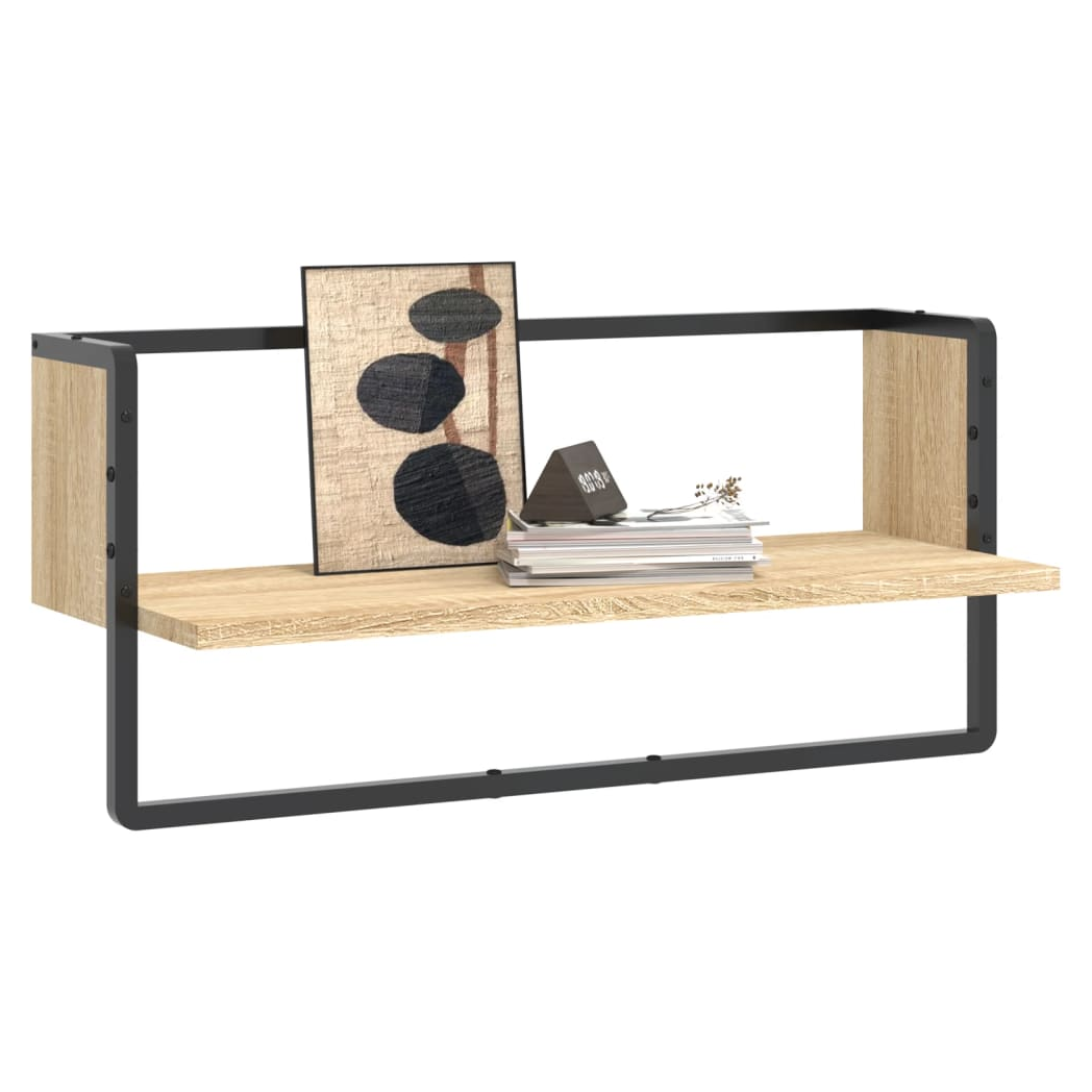 vidaXL Wall Shelf with Bar Sonoma Oak 65x25x30 cm