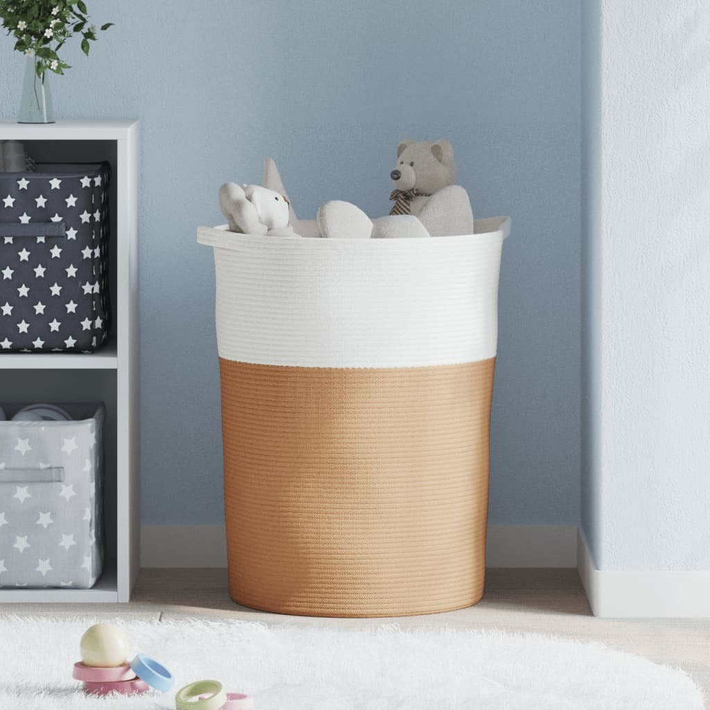 vidaXL Storage Basket Brown and White 49x65 cm Cotton