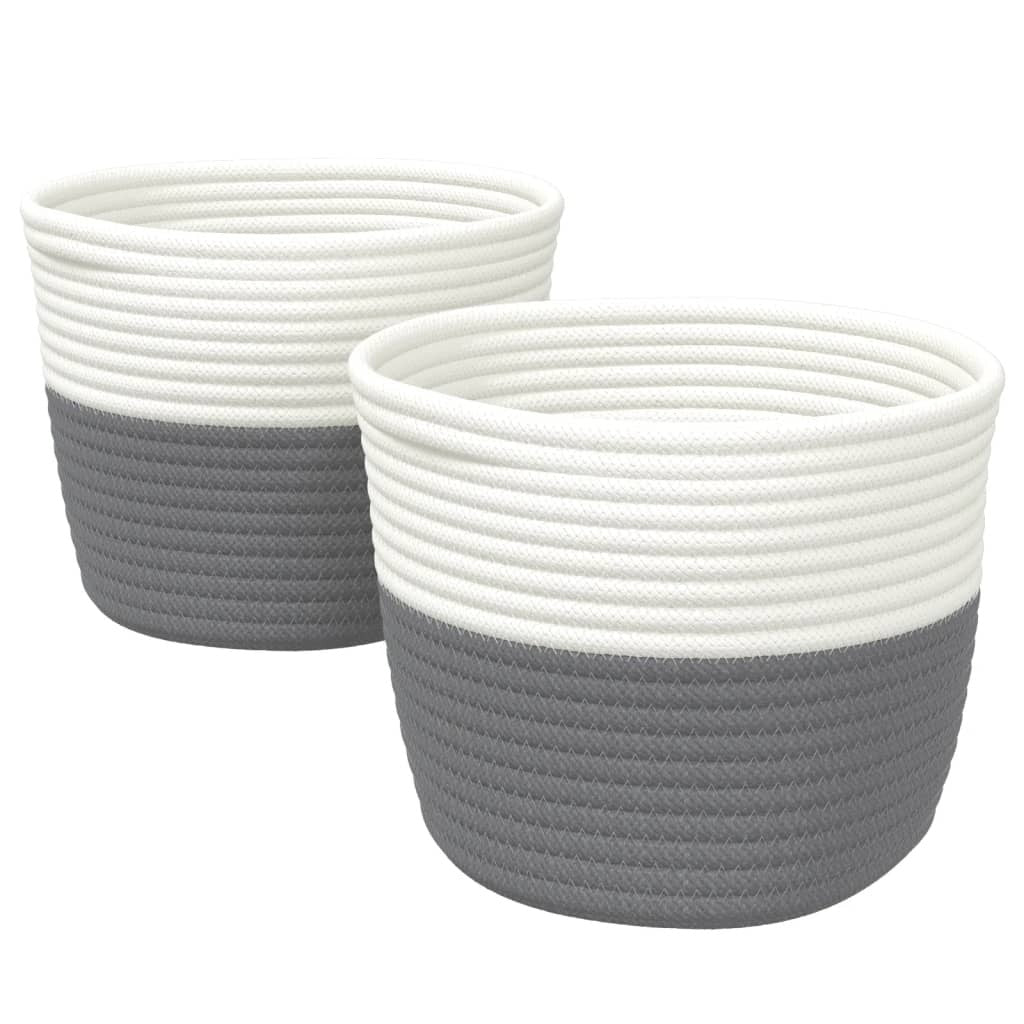 vidaXL Storage Baskets 2 pcs Grey and White 24x18 cm Cotton