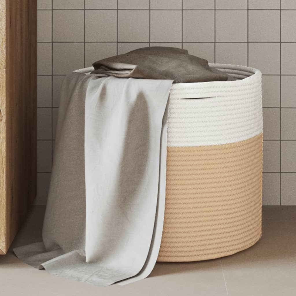 vidaXL Storage Basket Beige and White 40x35 cm Cotton