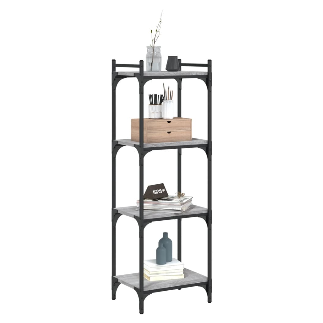 vidaXL Bookcase 4-Tier Grey Sonoma 40x30x120 cm Engineered Wood