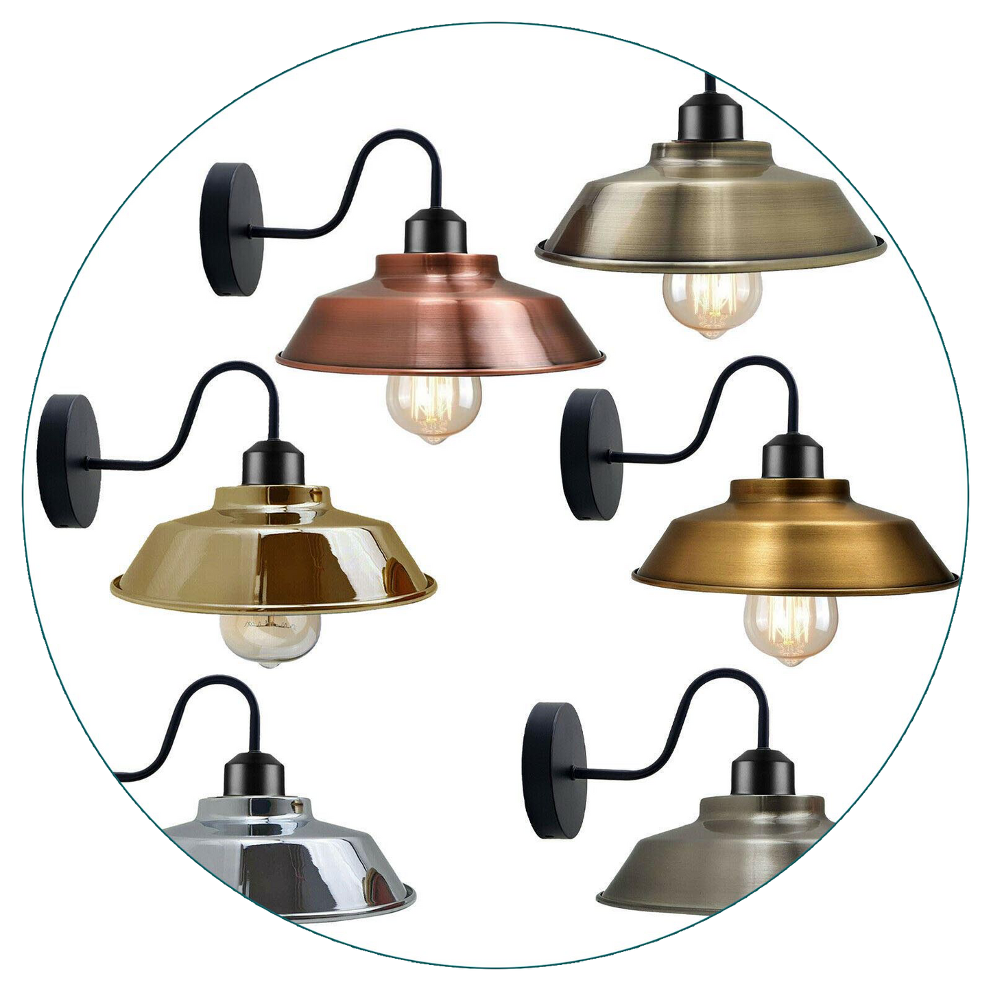 Retro Industrial Wall Lights Fittings E26 Indoor Sconce Metal Bowl Shape Shade For Basement, Bedroom, Home Office~1431