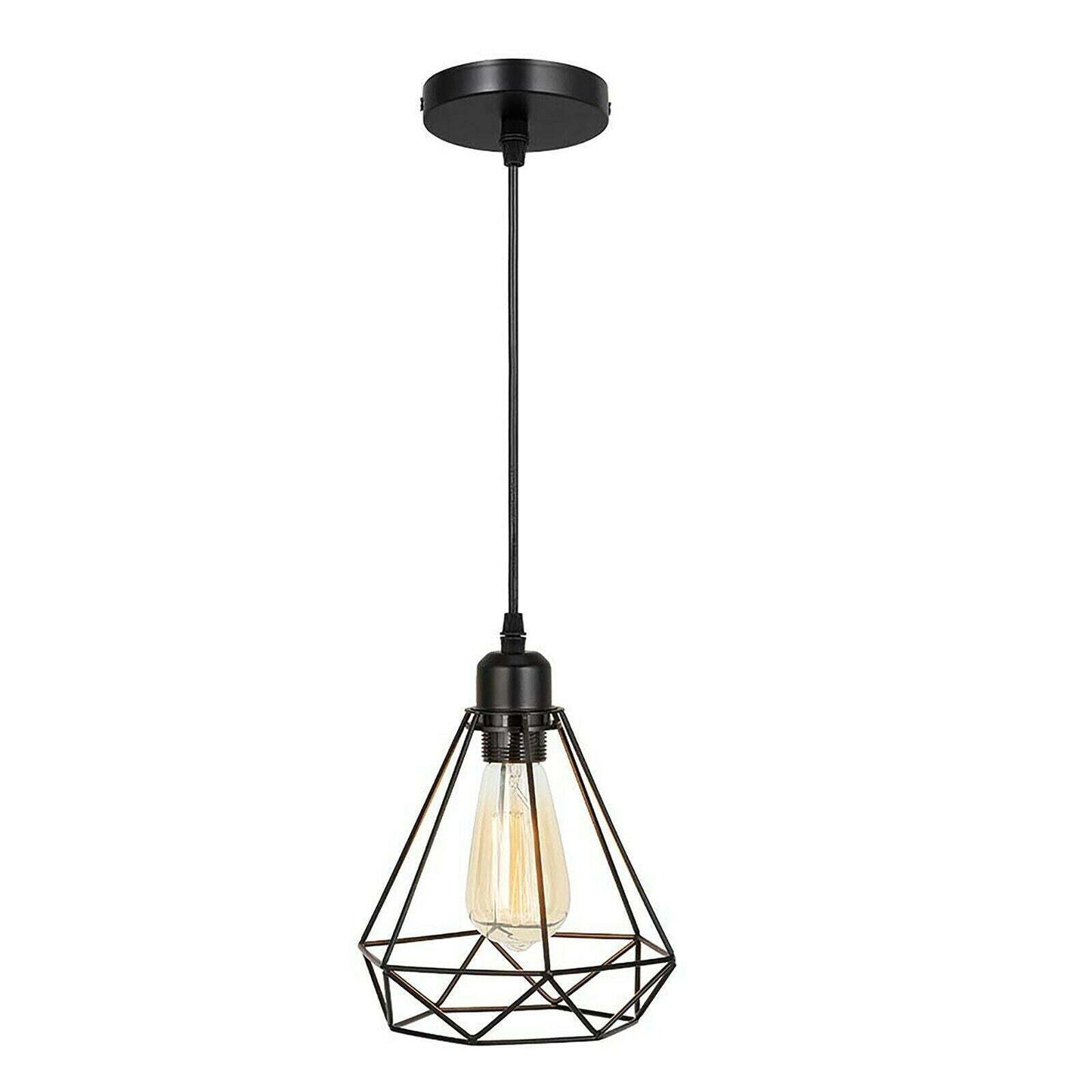 Industrial Geometric Cage Pendant Lamp E26 Ceiling Light Fixture~1177