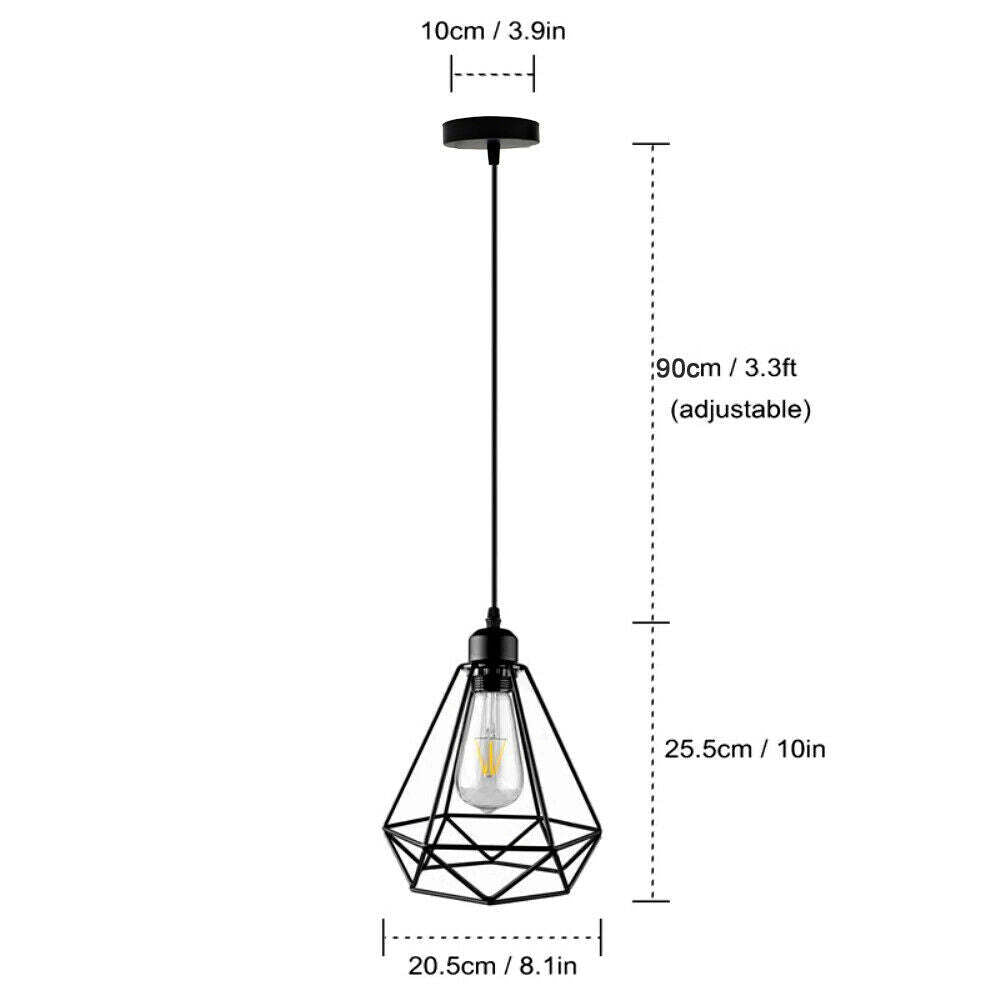 Industrial Geometric Cage Pendant Lamp E26 Ceiling Light Fixture~1177