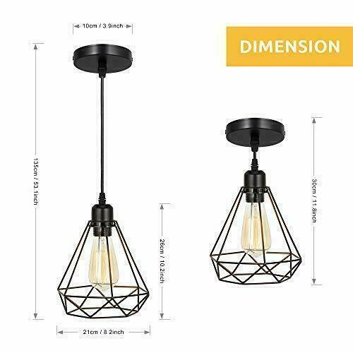 Industrial Geometric Cage Pendant Lamp E26 Ceiling Light Fixture~1177