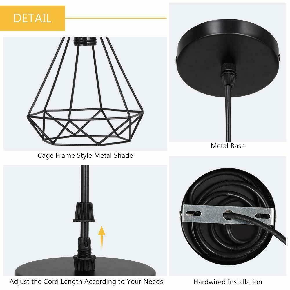 Industrial Geometric Cage Pendant Lamp E26 Ceiling Light Fixture~1177