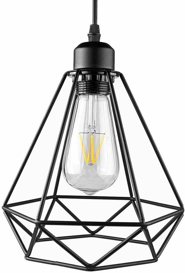 Industrial Geometric Cage Pendant Lamp E26 Ceiling Light Fixture~1177