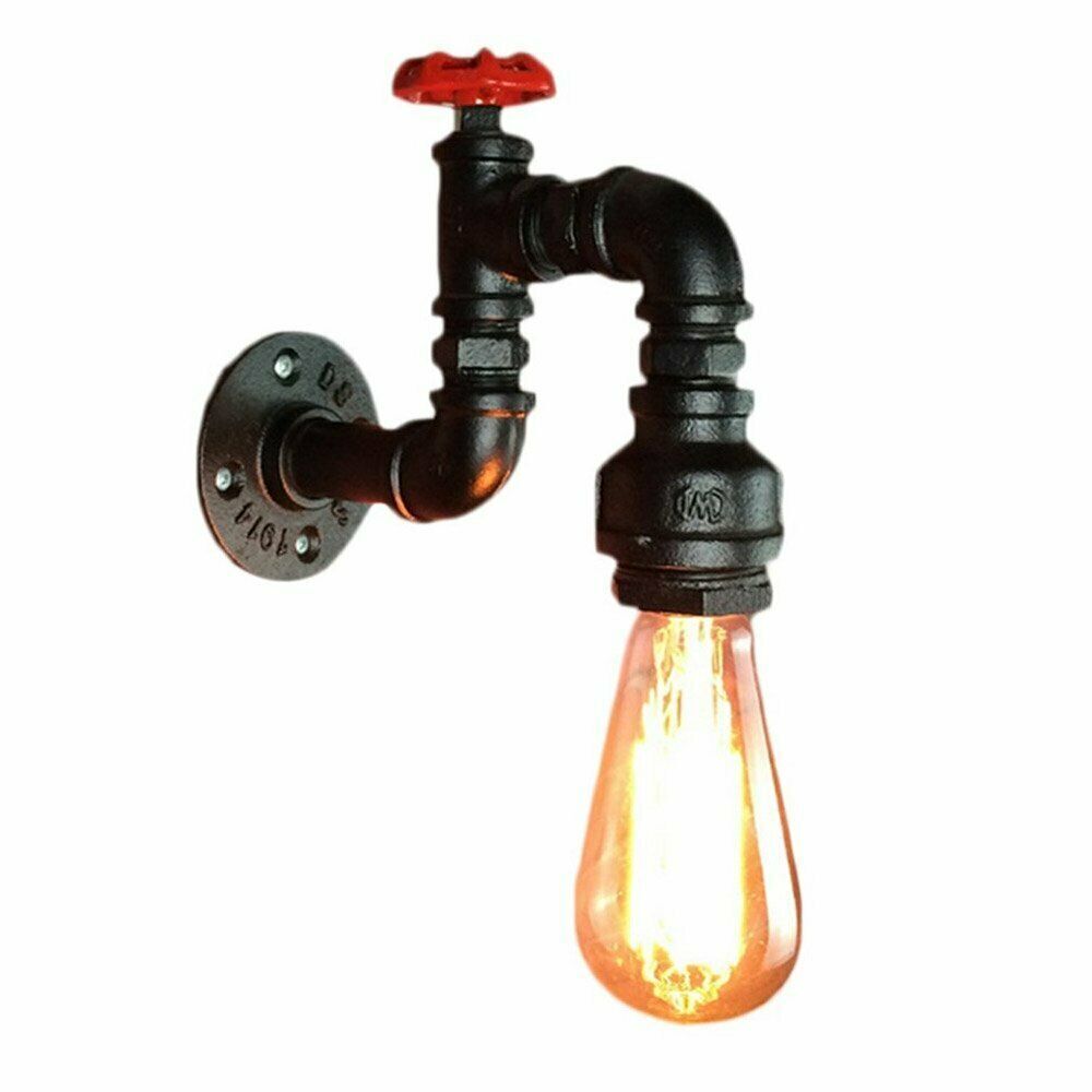 Industrial Rustic Steampunk Metal Black Water pipe Ceiling Wall Light Sconce~1586