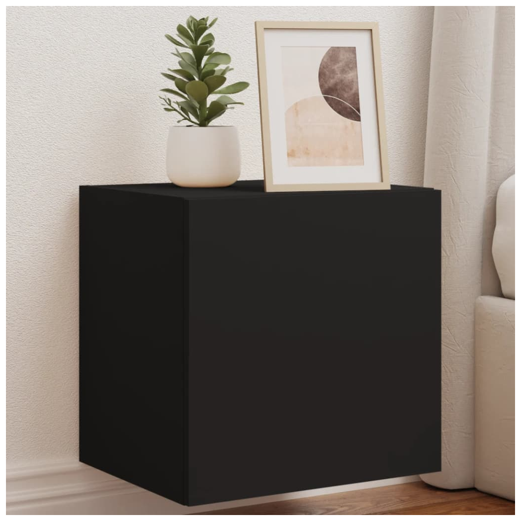 vidaXL TV Wall Cabinet with LED Lights Black 40.5x35x40 cm