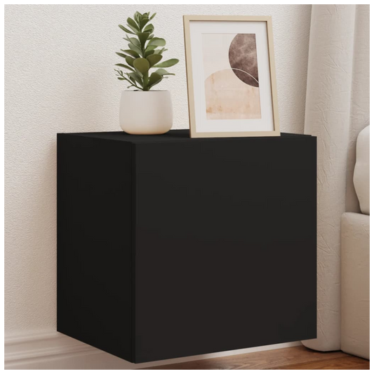 vidaXL TV Wall Cabinet with LED Lights Black 40.5x35x40 cm