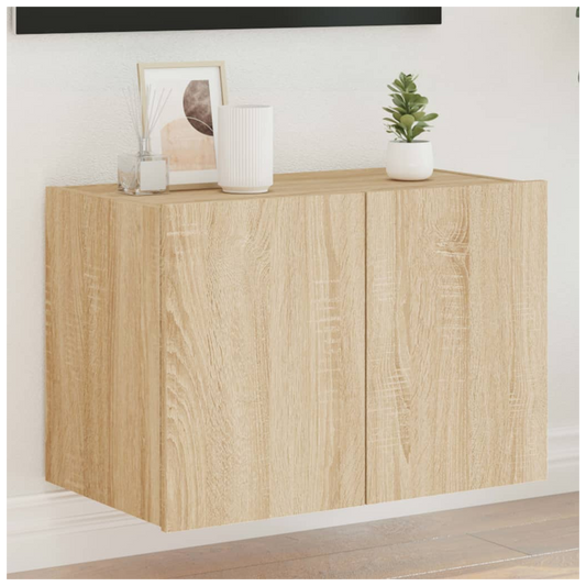 vidaXL TV Wall Cabinet with LED Lights Sonoma Oak 60x35x41 cm