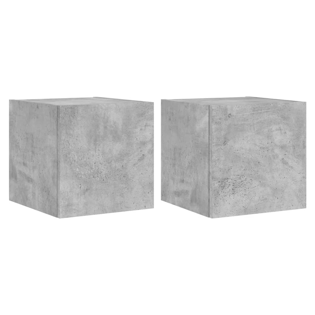 vidaXL TV Wall Cabinets with LED Lights 2 pcs Concrete Grey 30.5x35x30 cm