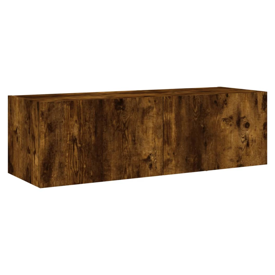 vidaXL TV Wall Cabinet with LED Lights Smoked Oak 100x35x31 cm