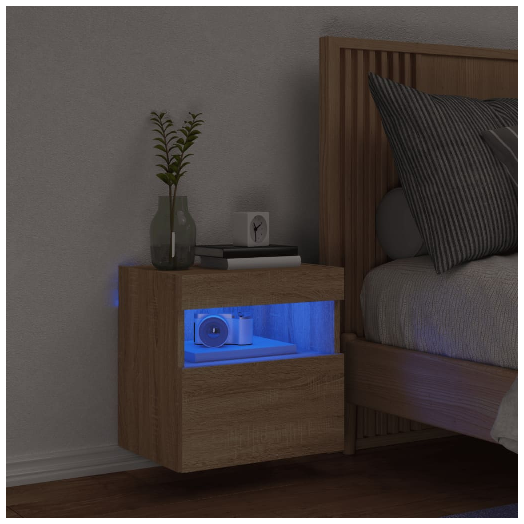 vidaXL TV Wall Cabinet with LED Lights Sonoma Oak 40x30x40 cm