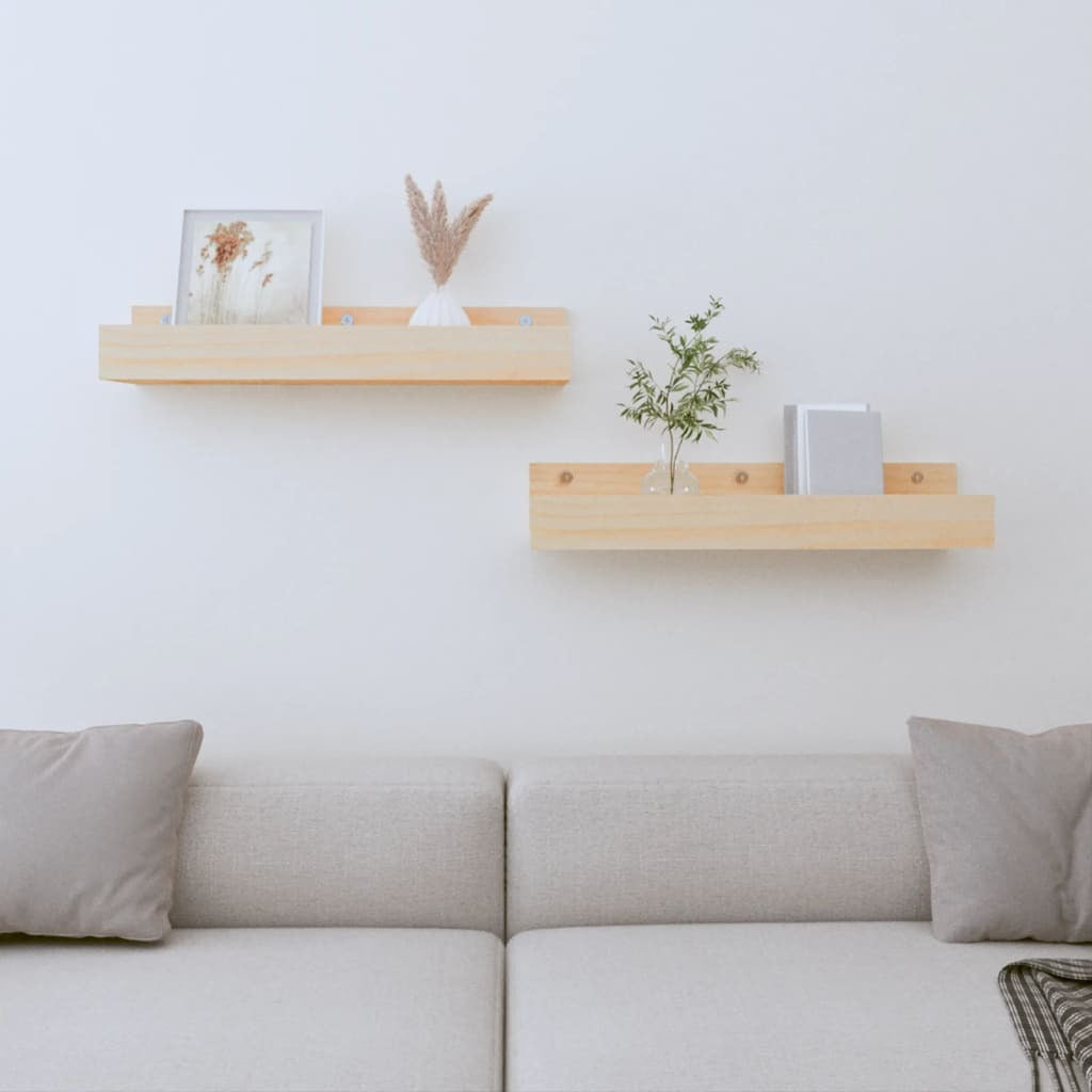 vidaXL Wall Shelves 2 pcs 50x12x9 cm Solid Wood Pine