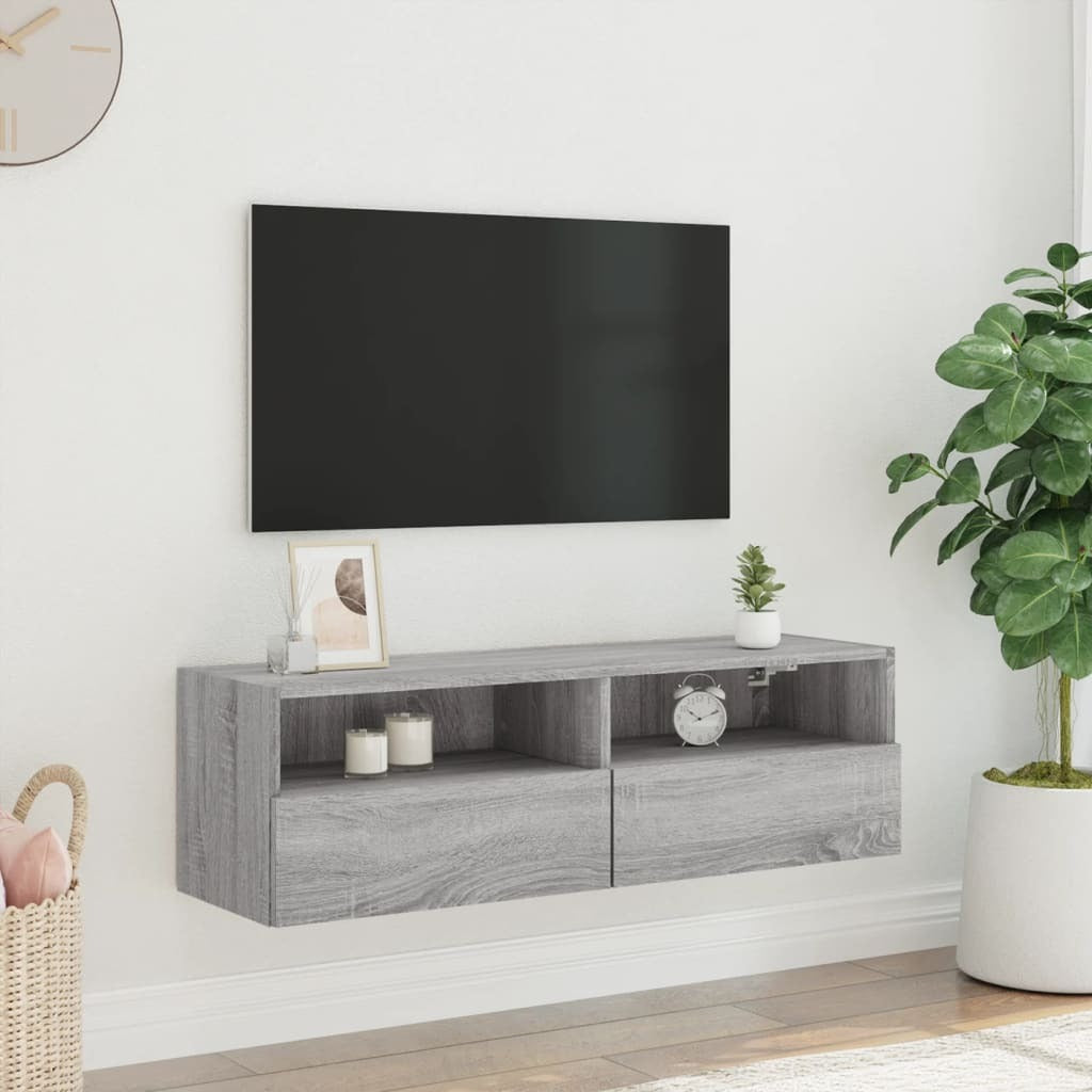 vidaXL TV Wall Cabinet Grey Sonoma 100x30x30 cm Engineered Wood