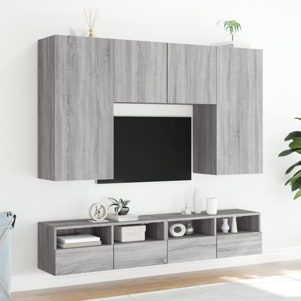 vidaXL TV Wall Cabinet Grey Sonoma 100x30x30 cm Engineered Wood