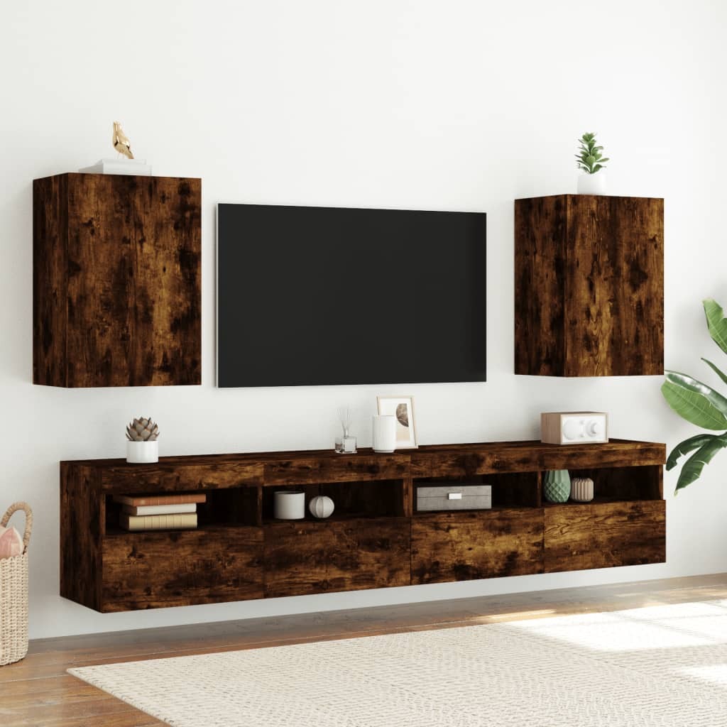 vidaXL TV Wall Cabinet Smoked Oak 40.5x30x60 cm Engineered Wood