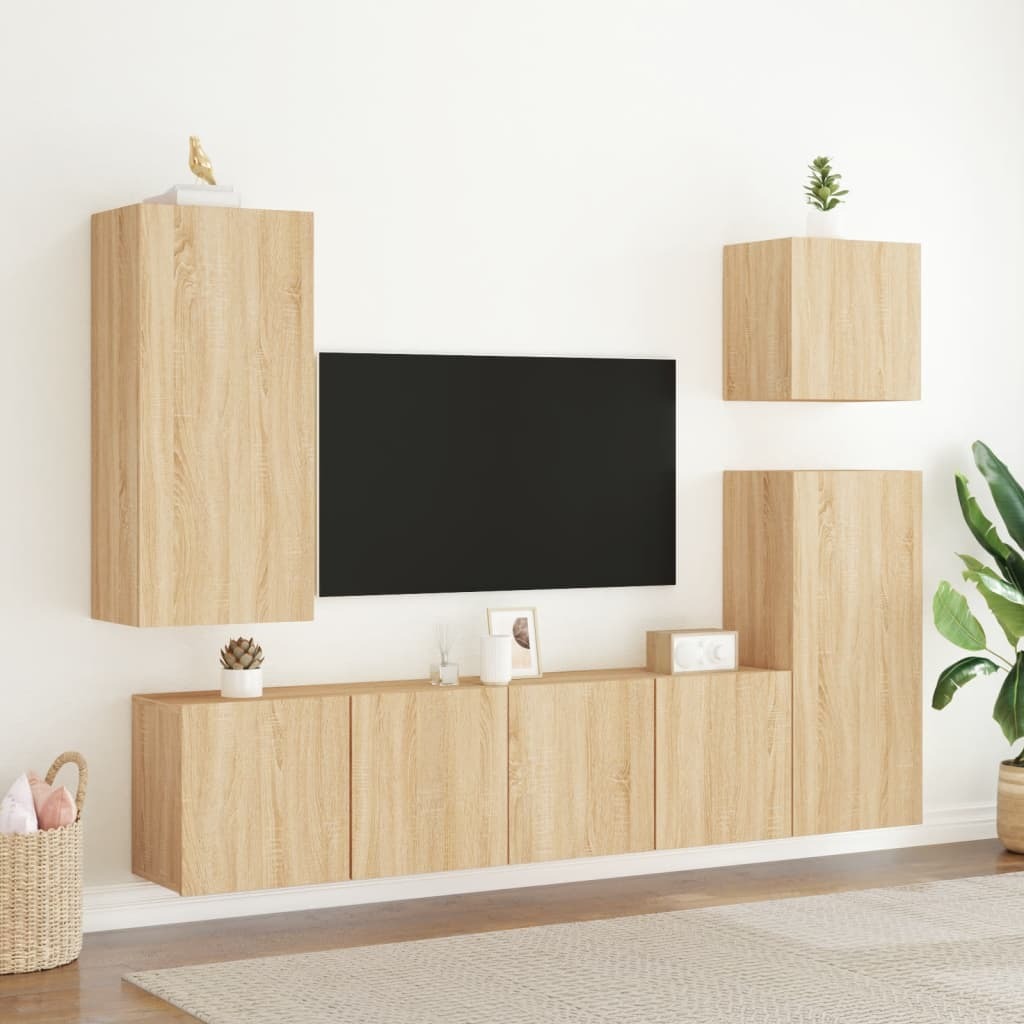 vidaXL TV Wall Cabinet Sonoma Oak 40.5x30x90 cm Engineered Wood