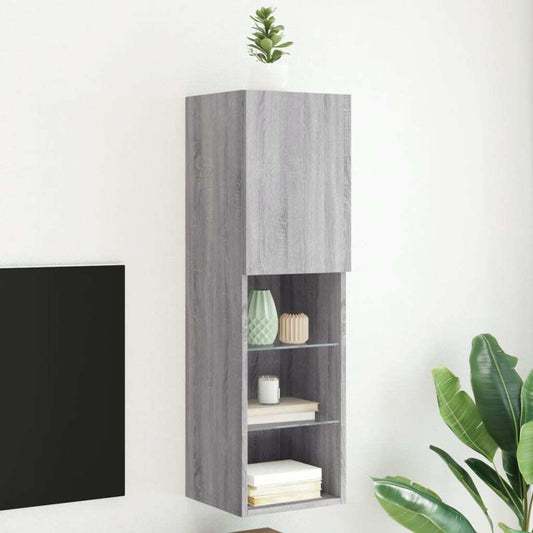 vidaXL TV Cabinet with LED Lights Grey Sonoma 30.5x30x102 cm