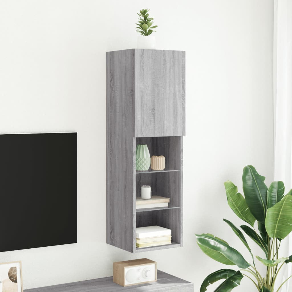 vidaXL TV Cabinet with LED Lights Grey Sonoma 30.5x30x102 cm