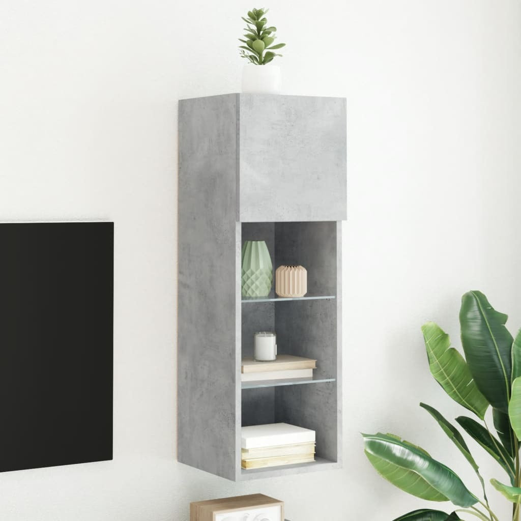 vidaXL TV Cabinet with LED Lights Concrete Grey 30.5x30x90 cm