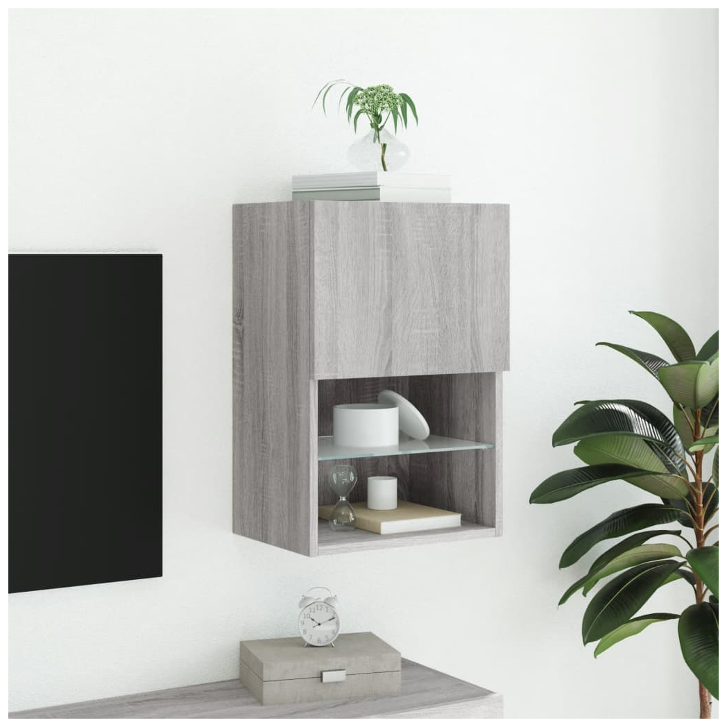 vidaXL TV Cabinet with LED Lights Grey Sonoma 40.5x30x60 cm