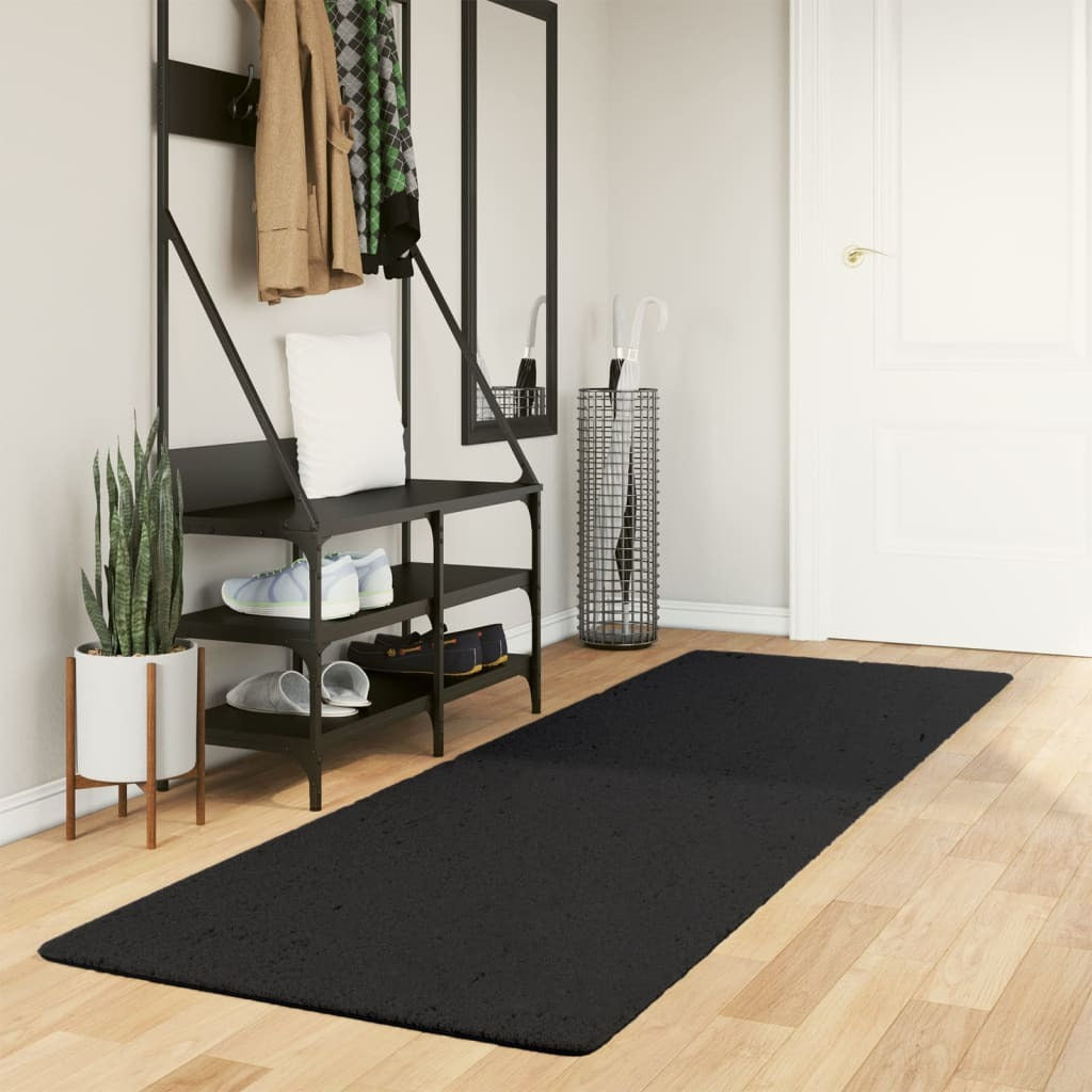 vidaXL Rug HUARTE Short Pile Soft and Washable Black 80x250 cm