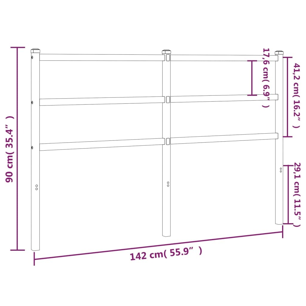 vidaXL Metal Headboard Black 135 cm