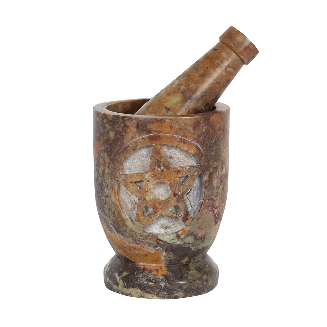 Stone Pentagram Mortar and Pestle