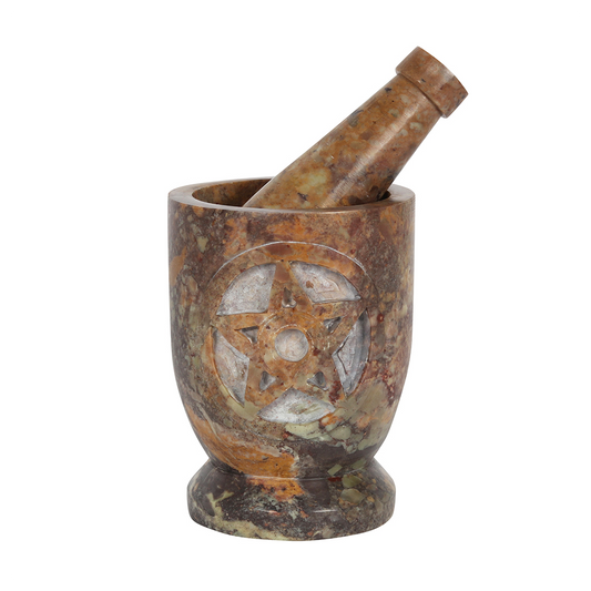 Stone Pentagram Mortar and Pestle