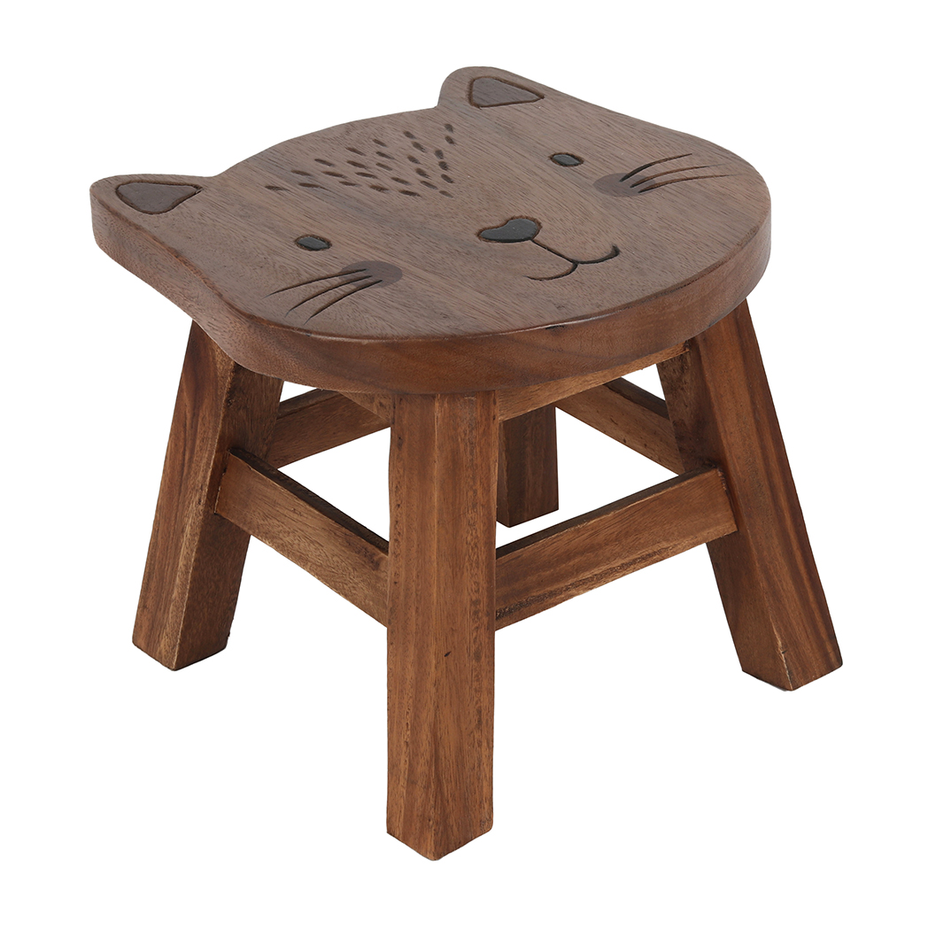 26cm Children's Wooden Cat Stool