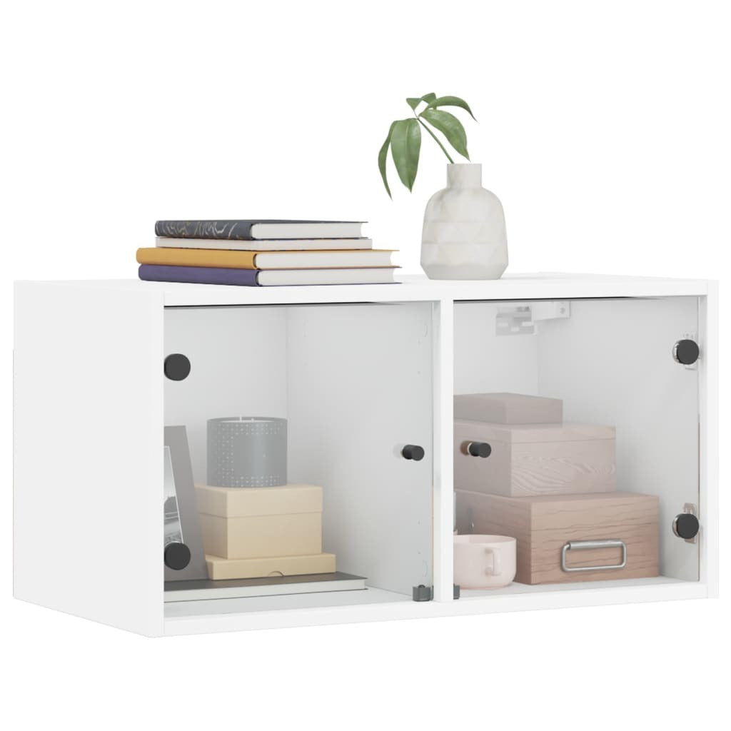 vidaXL Wall Cabinet with Glass Doors White 68.5x37x35 cm