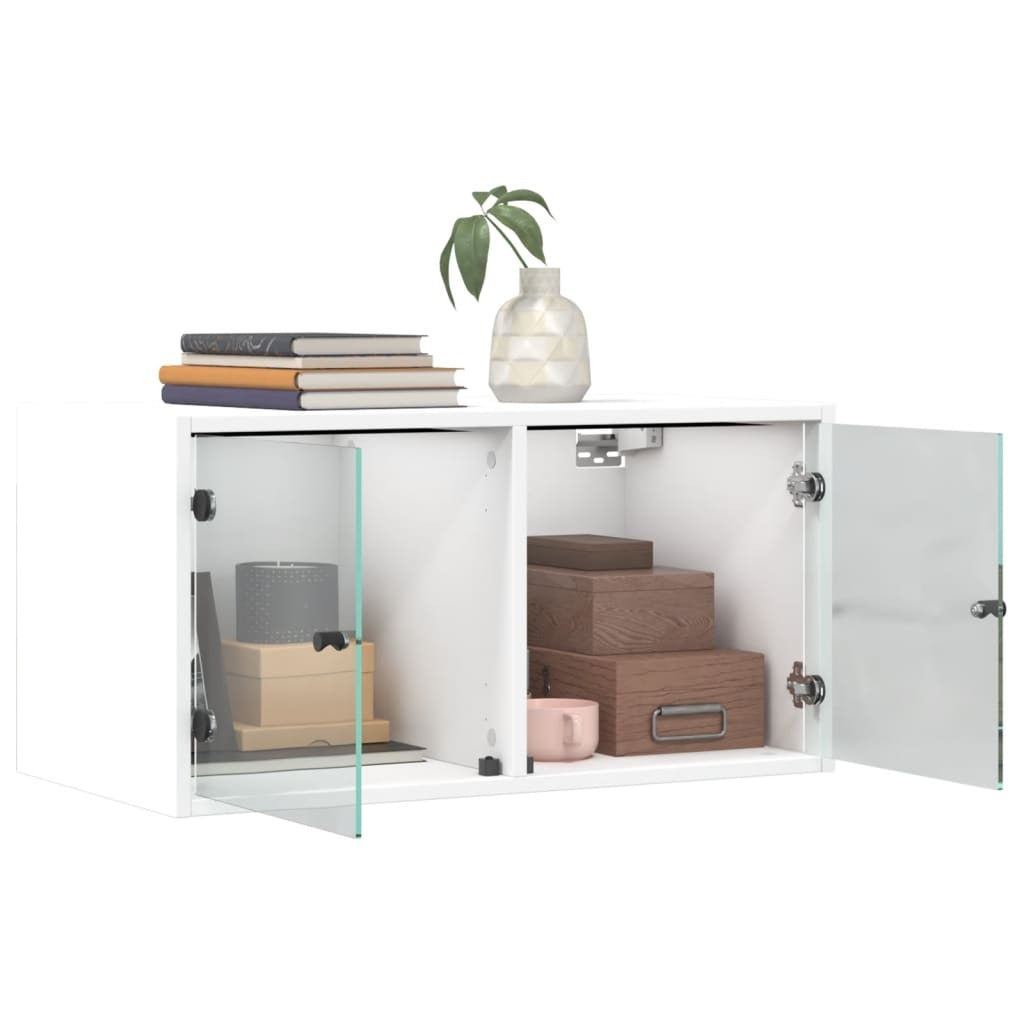 vidaXL Wall Cabinet with Glass Doors White 68.5x37x35 cm