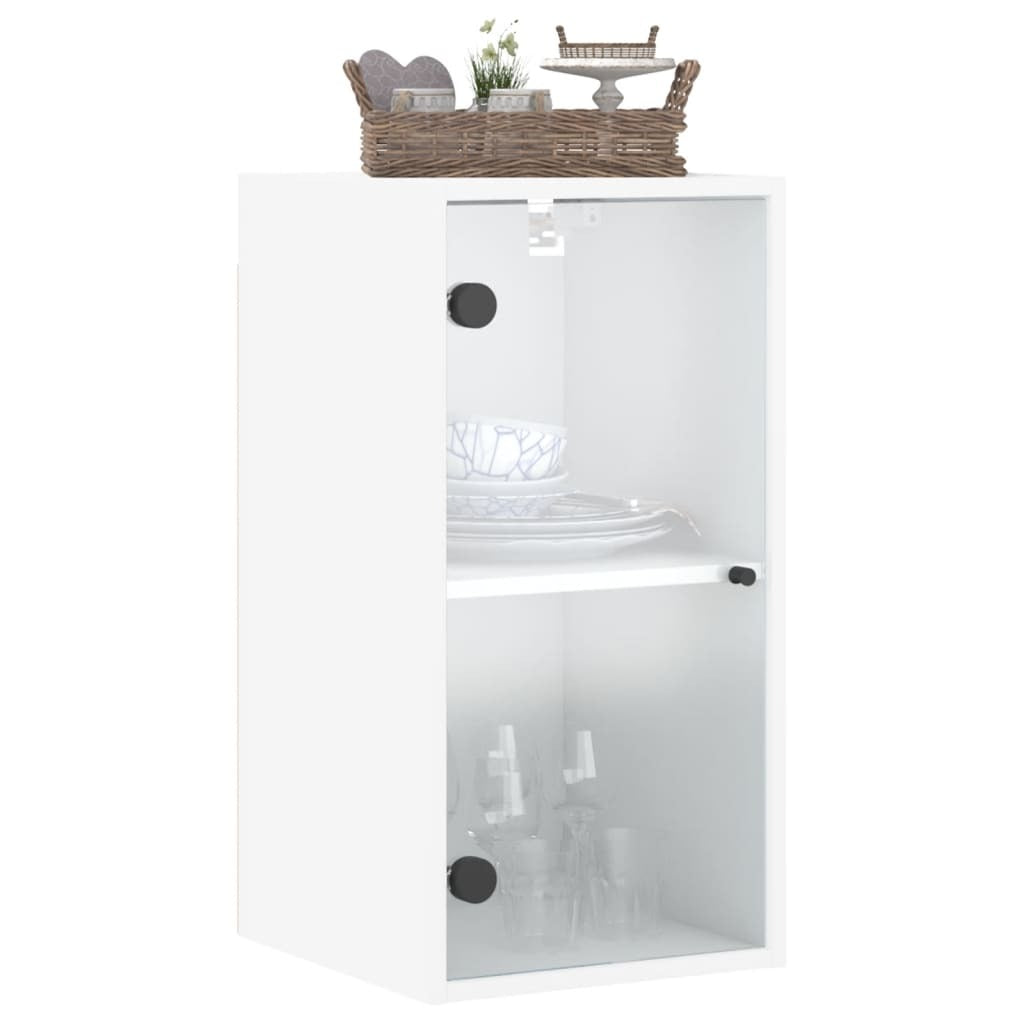 vidaXL Wall Cabinet with Glass Doors White 35x37x68.5 cm