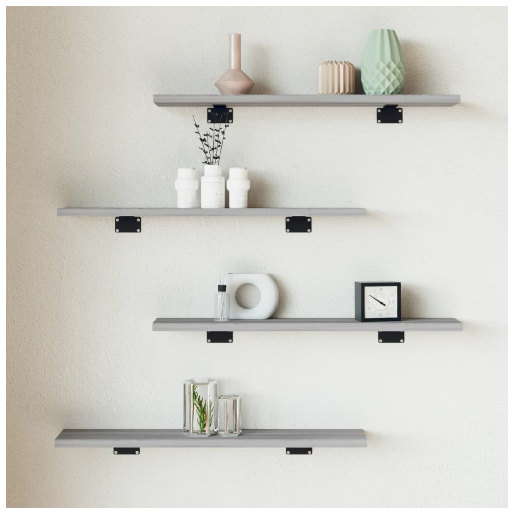 vidaXL Wall Shelves 4 pcs Grey Sonoma 60x10x1.5 cm Engineered Wood