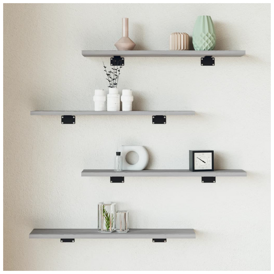 vidaXL Wall Shelves 4 pcs Grey Sonoma 60x10x1.5 cm Engineered Wood