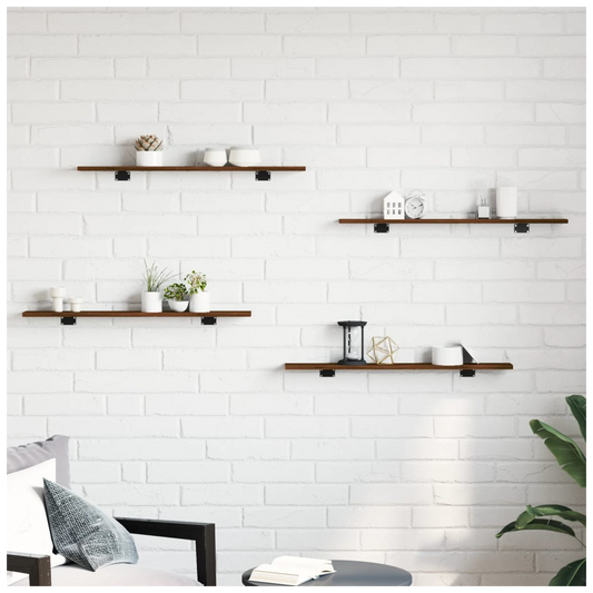 vidaXL Wall Shelves 4 pcs Brown Oak 80x10x1.5 cm Engineered Wood