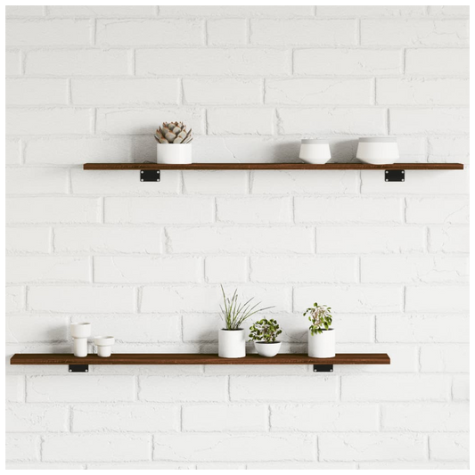 vidaXL Wall Shelves 4 pcs Brown Oak 100x10x1.5 cm Engineered Wood