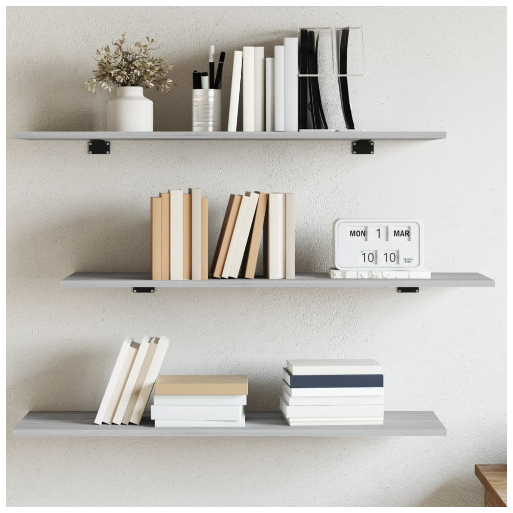 vidaXL Wall Shelves 4 pcs Grey Sonoma 100x30x1.5 cm Engineered Wood