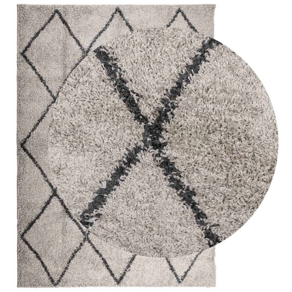 vidaXL Shaggy Rug High Pile Modern Beige and Anthracite 120x170 cm