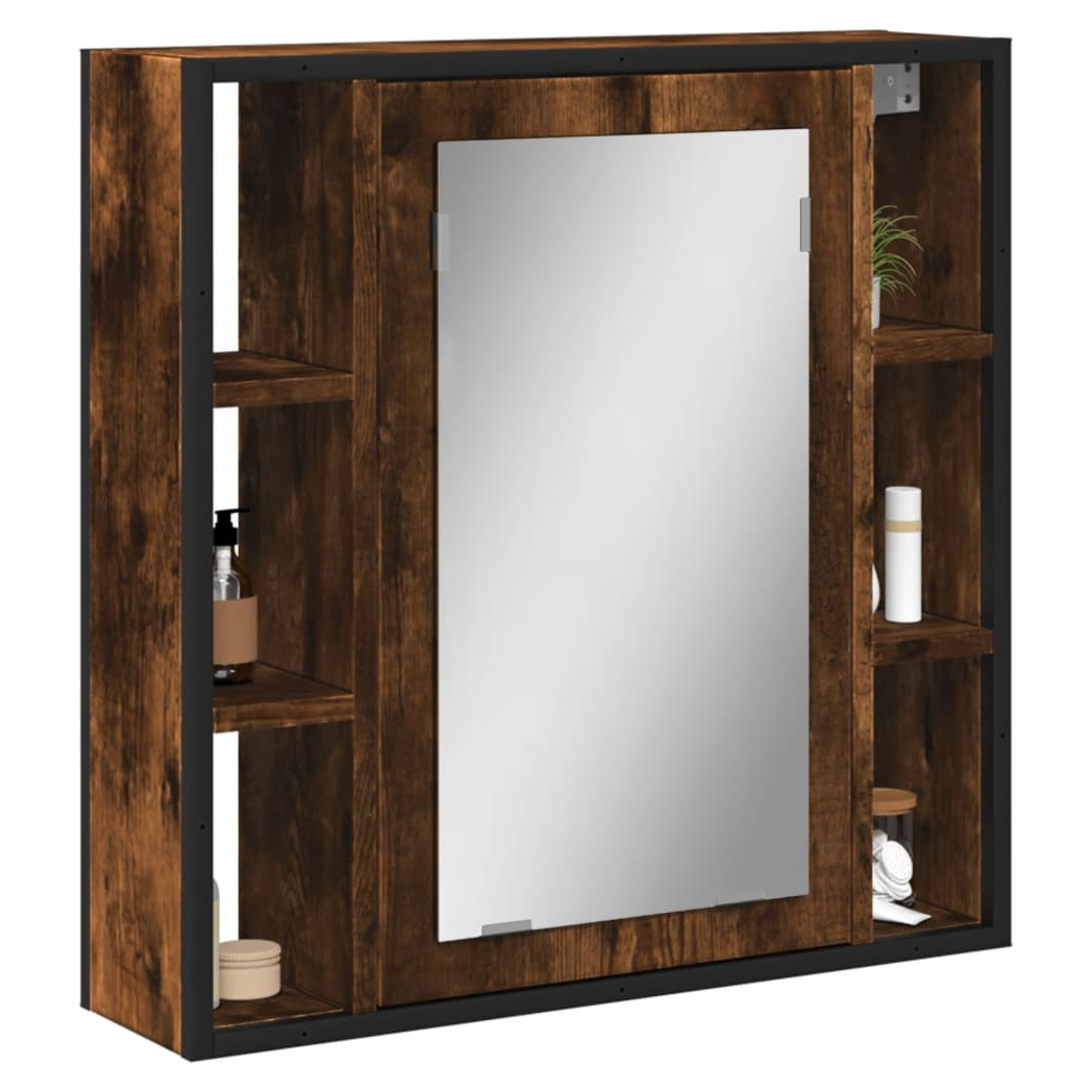 vidaXL Bathroom Mirror Cabinet Smoked Oak 60x16x60 cm Engineered Wood