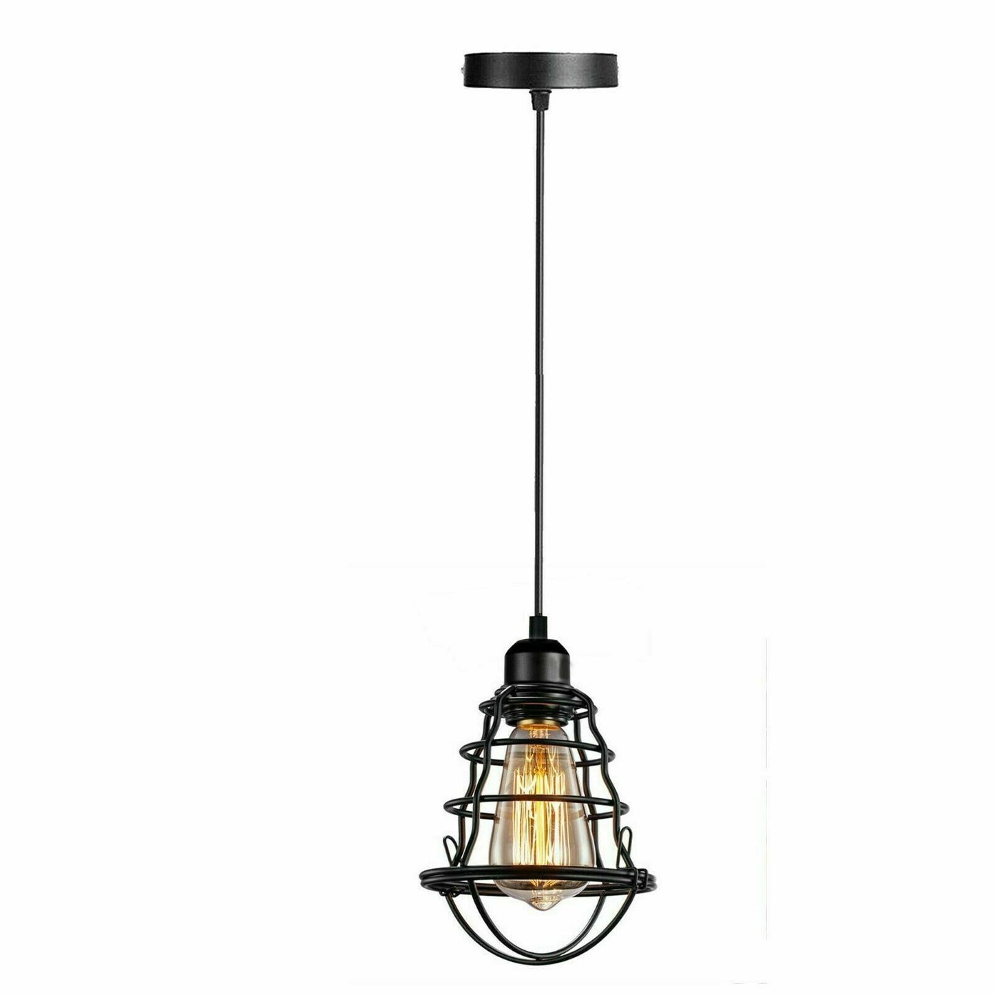 Vintage Modern Black Hanging Pendant Light Ceiling Lamp With95cm Adjustable Wire For Kitchen, Bedroom, Living room