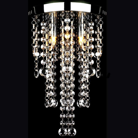 White Metal Ceiling Lamp with Crystal Beads