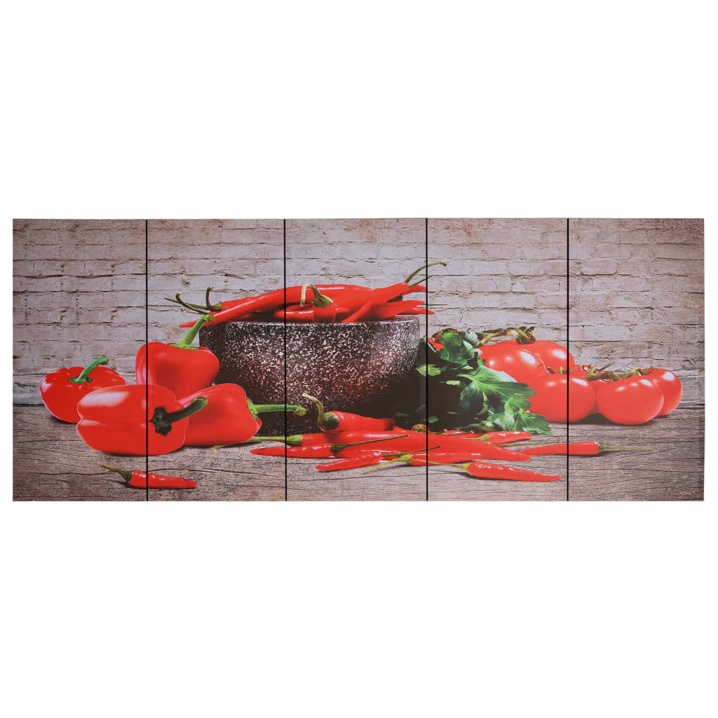 Canvas Wall Print Set Paprika Multicolour 150x60 cm