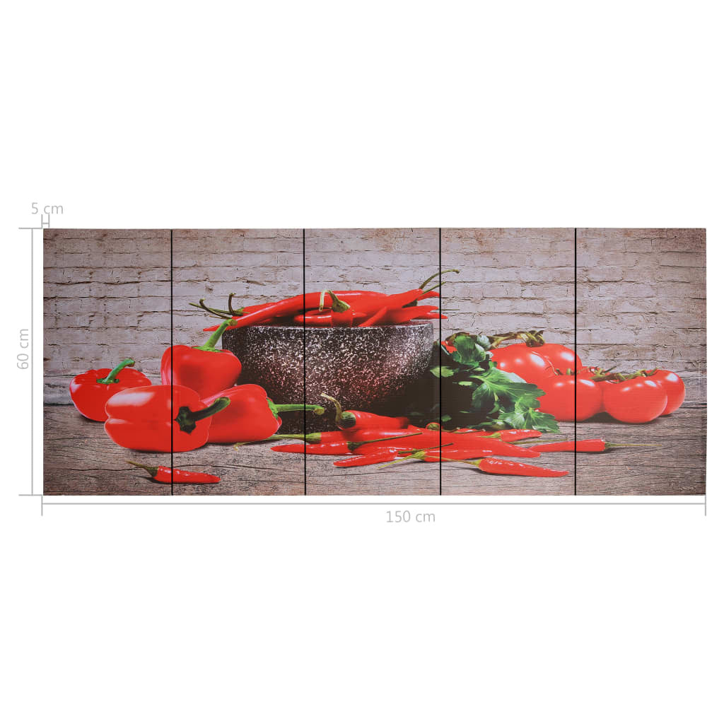 Canvas Wall Print Set Paprika Multicolour 150x60 cm