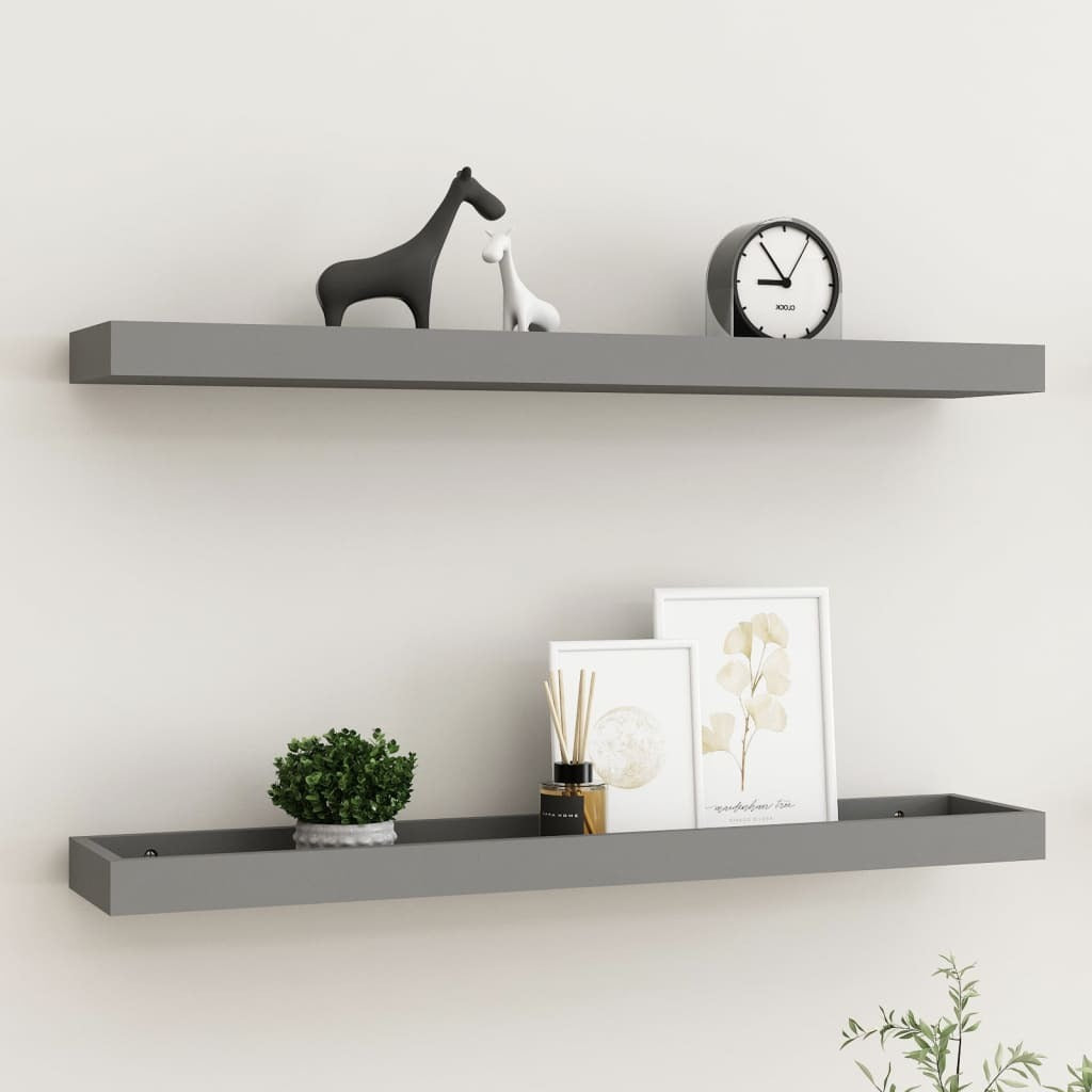 Loggia Wall Shelves 2 pcs Grey 80x15x4 cm MDF