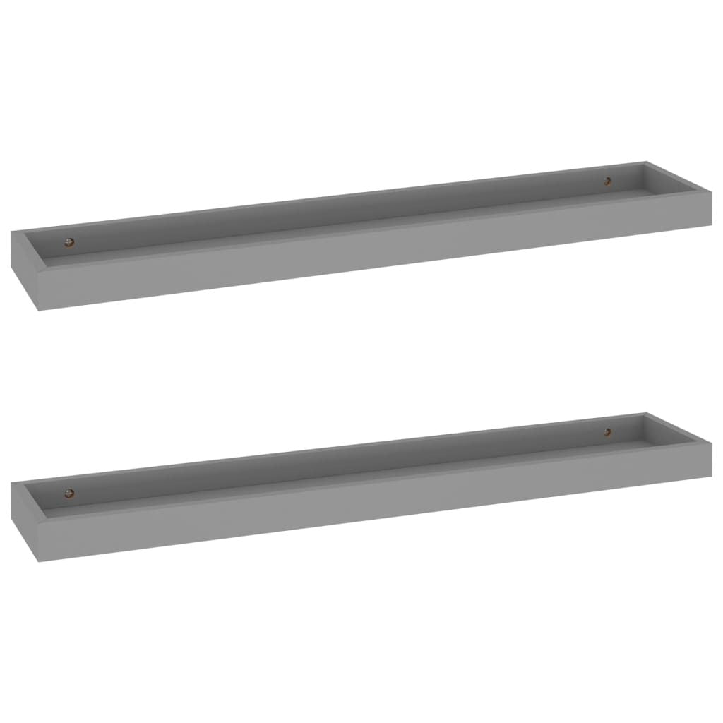 Loggia Wall Shelves 2 pcs Grey 80x15x4 cm MDF