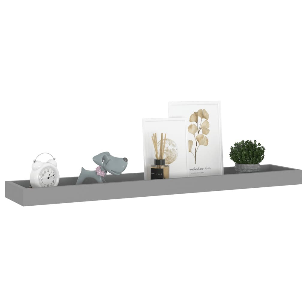 Loggia Wall Shelves 2 pcs Grey 80x15x4 cm MDF