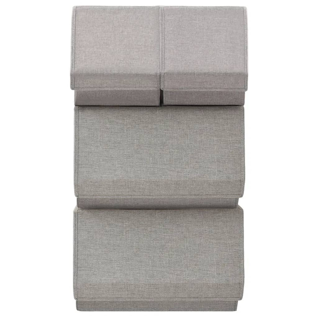 Stackable Storage Box Set of 4 Pieces Fabric Grey